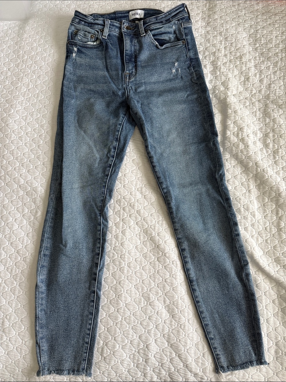 Pistola Women's Medium Blue Skinny Jeans with Subtle Distress